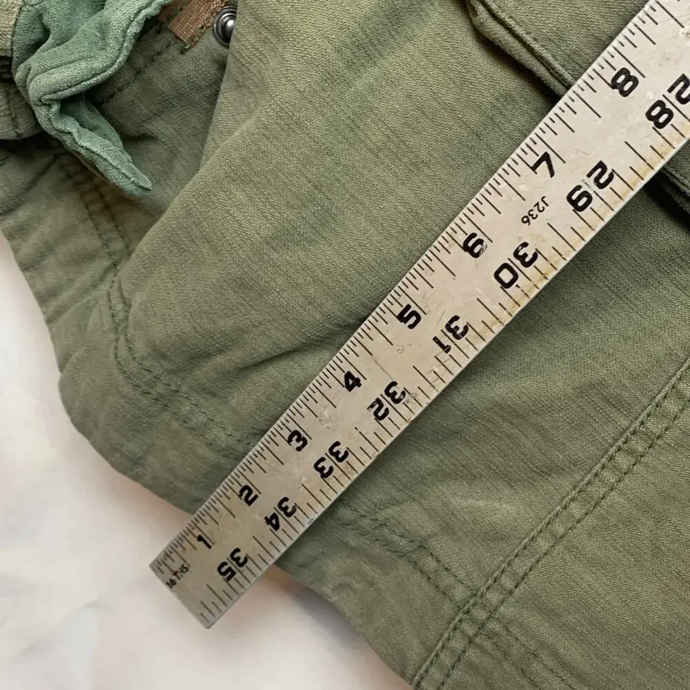 Free People size small jacket military green trench academia 80s retro patch